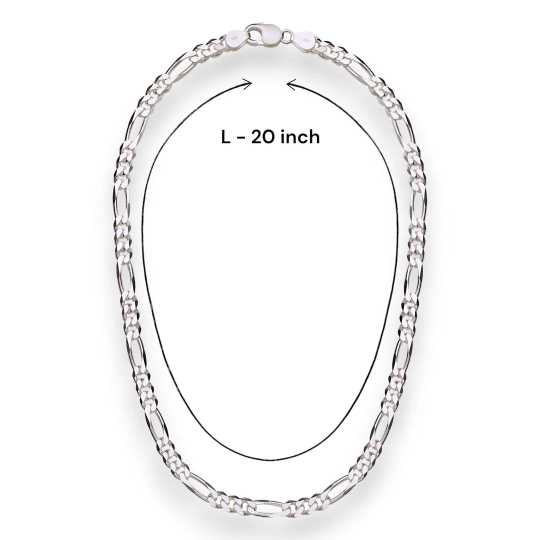 925 Sterling Silver Pure Figaro NeckChain For Men