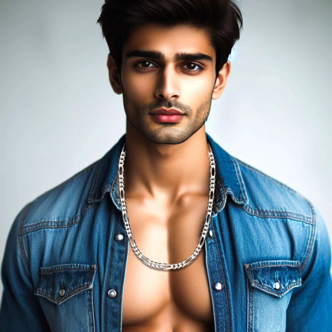 925 Sterling Silver Pure Figaro NeckChain For Men