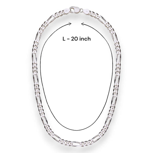 925 Sterling Silver Pure Figaro NeckChain For Men